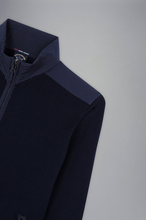 Paul & Shark - Cardigan zip de laine avec appliqués de nylon Typhoon - LE CAPITAINE D'A BORD