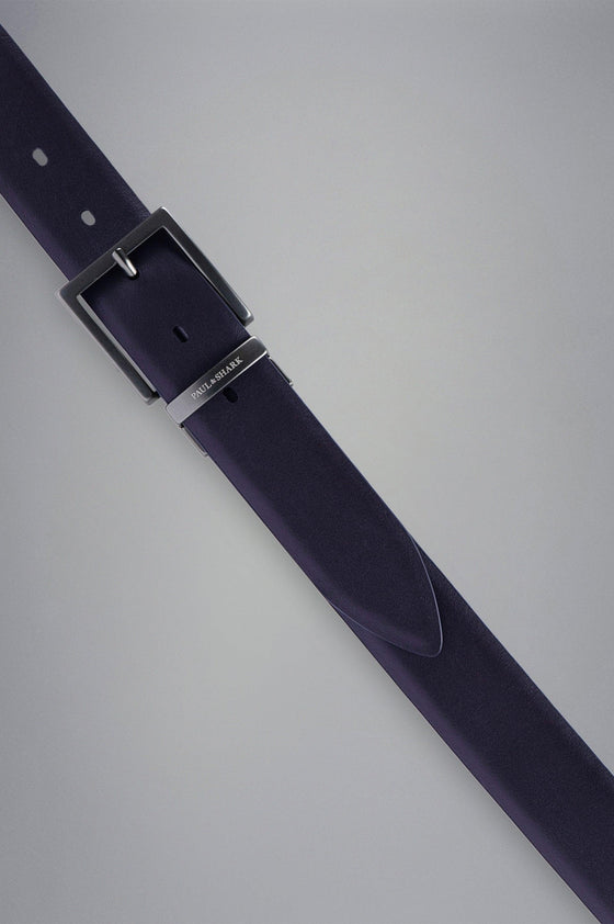 Paul & Shark - Ceinture de cuir uni reversible avec requins - LE CAPITAINE D'A BORD