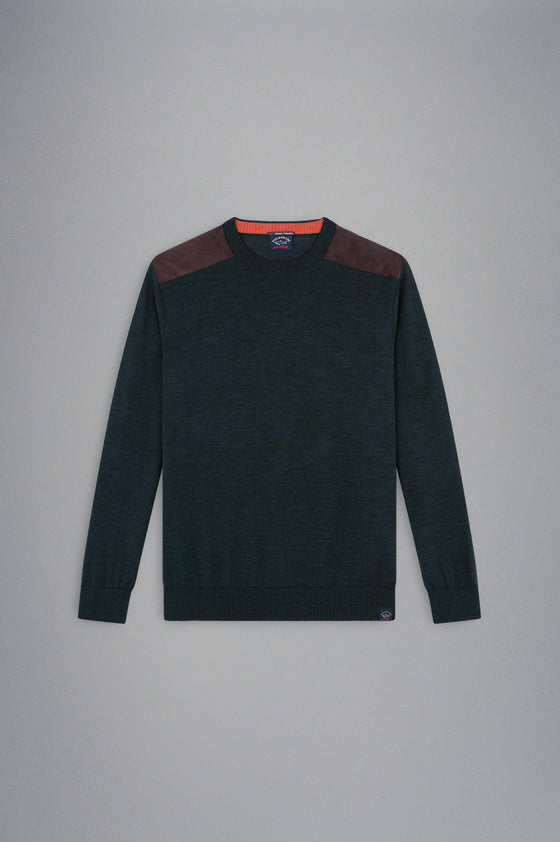 Paul & Shark - Chandail col rond de laine avec appliqués Alcantara® - LE CAPITAINE D'A BORD