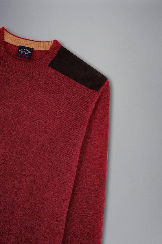 Paul & Shark - Chandail col rond de laine avec appliqués Alcantara® - LE CAPITAINE D'A BORD