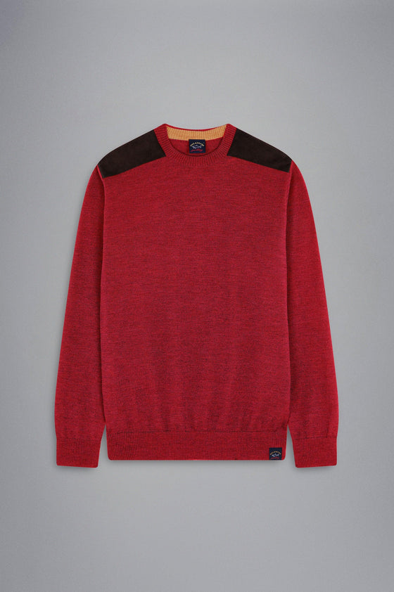 Paul & Shark - Chandail col rond de laine avec appliqués Alcantara® - LE CAPITAINE D'A BORD