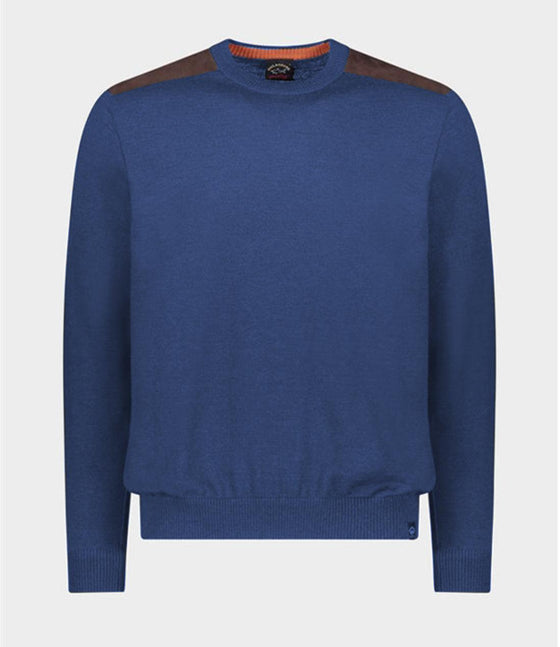 Paul & Shark - Chandail col rond de laine avec appliqués Alcantara® - LE CAPITAINE D'A BORD