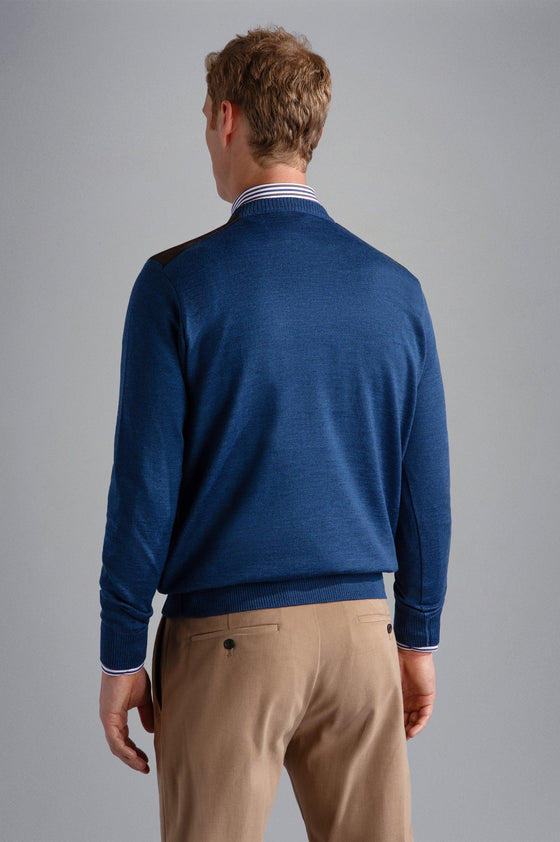 Paul & Shark - Chandail col rond de laine avec appliqués Alcantara® - LE CAPITAINE D'A BORD