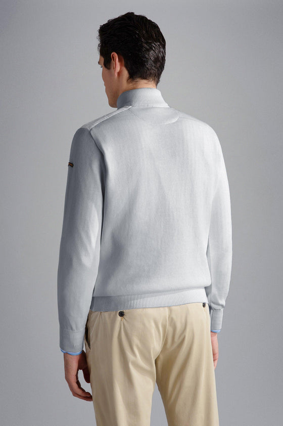 Paul & Shark - Chandail col zip de coton Fresco avec appliqués de lin - LE CAPITAINE D'A BORD