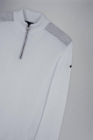 Paul & Shark - Chandail col zip de coton Fresco avec appliqués de lin - LE CAPITAINE D'A BORD