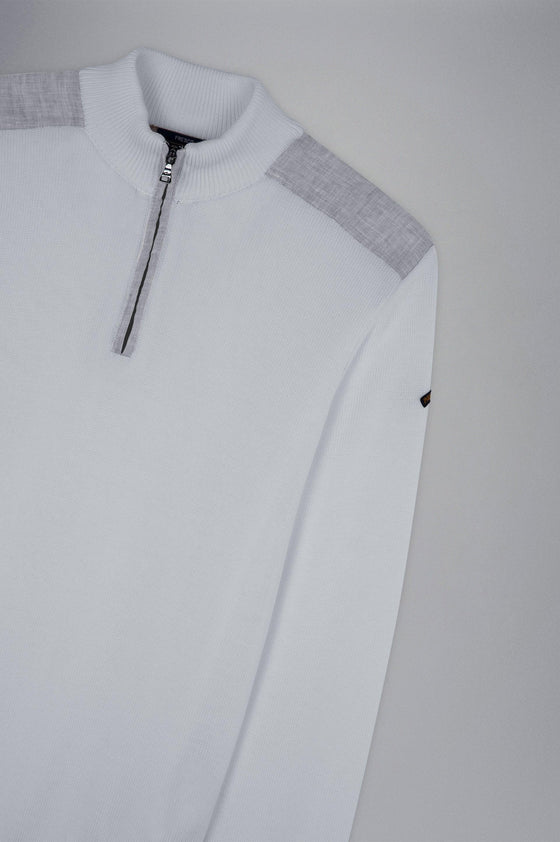 Paul & Shark - Chandail col zip de coton Fresco avec appliqués de lin - LE CAPITAINE D'A BORD