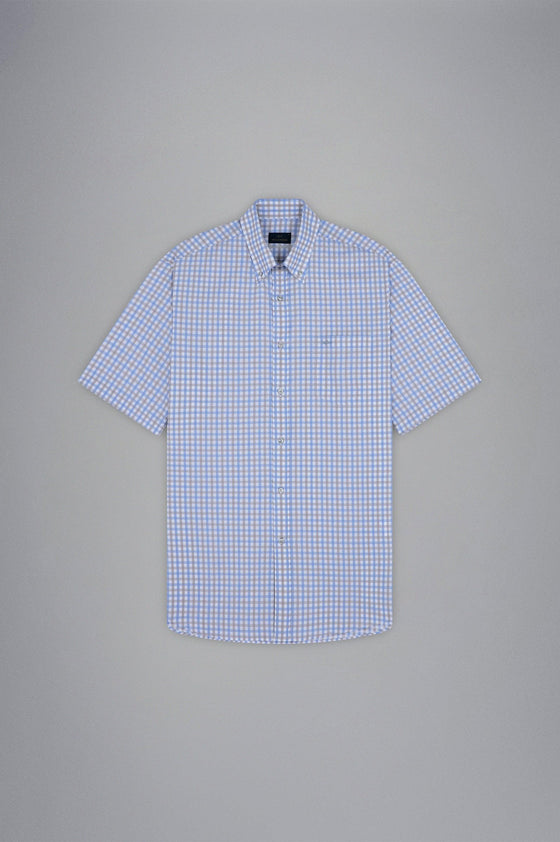Paul & Shark - Chemise manches courtes à carreaux de coton Silver Collection - LE CAPITAINE D'A BORD