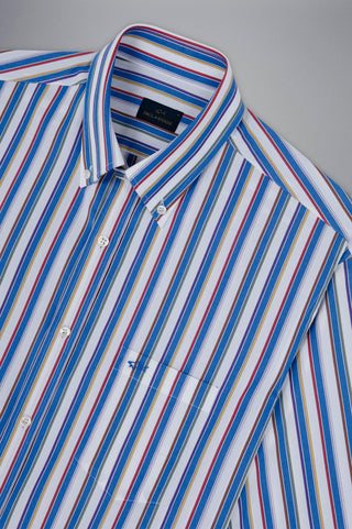 Paul & Shark - Chemise manches courtes rayée de coton - LE CAPITAINE D'A BORD