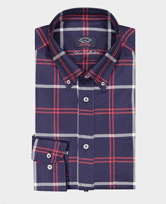 Paul & Shark - Chemise manches longues carreaux coton Silver Collection - LE CAPITAINE D'A BORD
