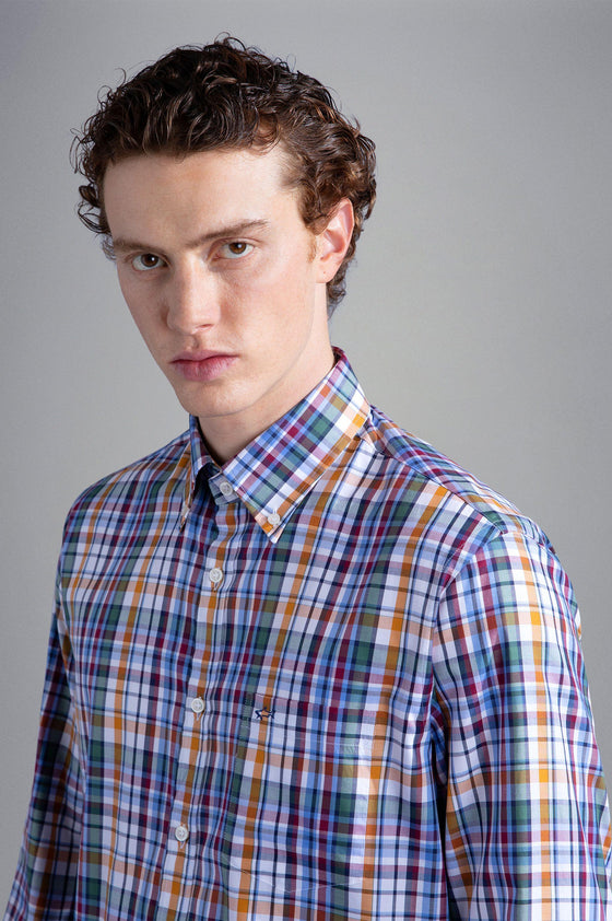 Paul & Shark - Chemise manches longues twill de coton à carreaux - LE CAPITAINE D'A BORD