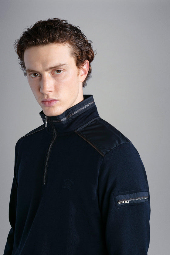 Paul & Shark - Col zip de laine avec appliqués de nylon - LE CAPITAINE D'A BORD