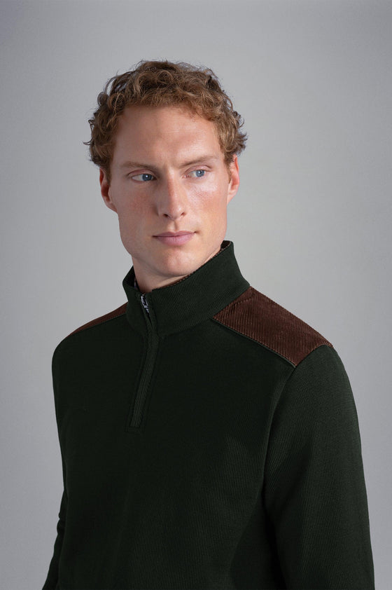 Paul & Shark - Col zip de laine avec appliqués de velours cordé - LE CAPITAINE D'A BORD