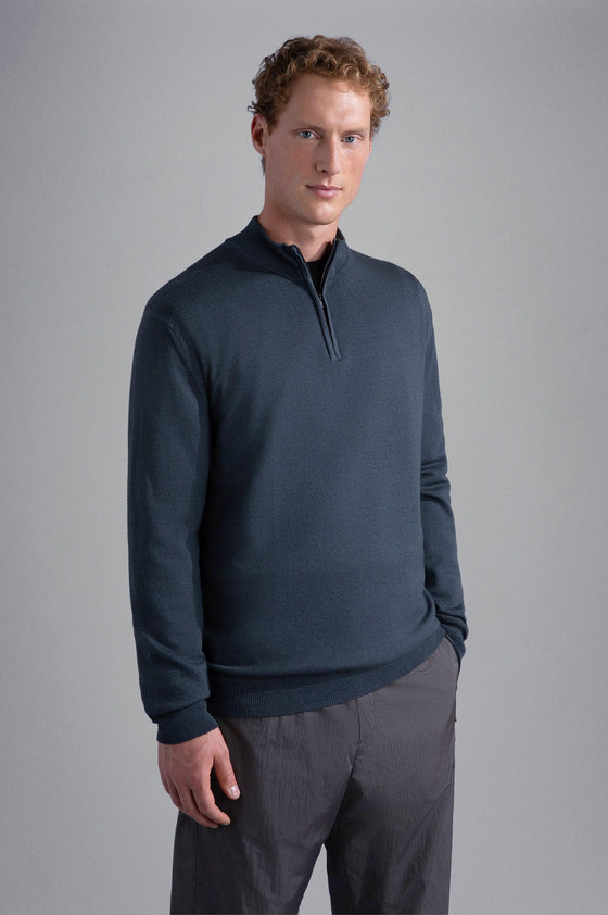 Paul & Shark - Col zip de laine mérinos effet délavé - LE CAPITAINE D'A BORD
