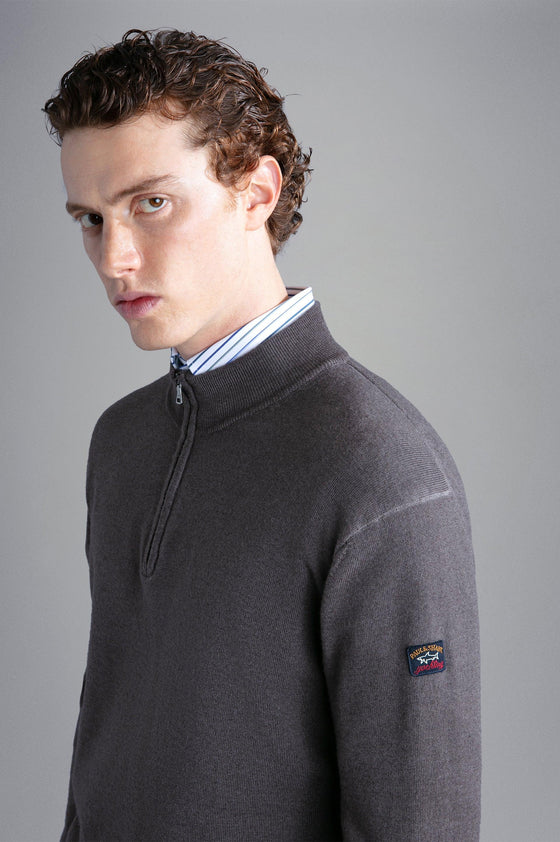 Paul & Shark - Col zip de laine mérinos effet délavé - LE CAPITAINE D'A BORD