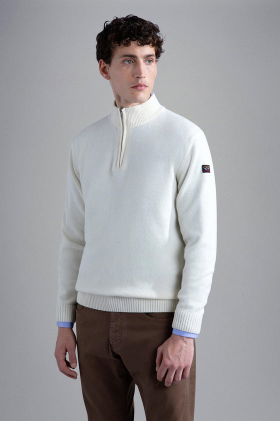 Paul & Shark - Col zip de laine Shetland Eco-Wool - LE CAPITAINE D'A BORD