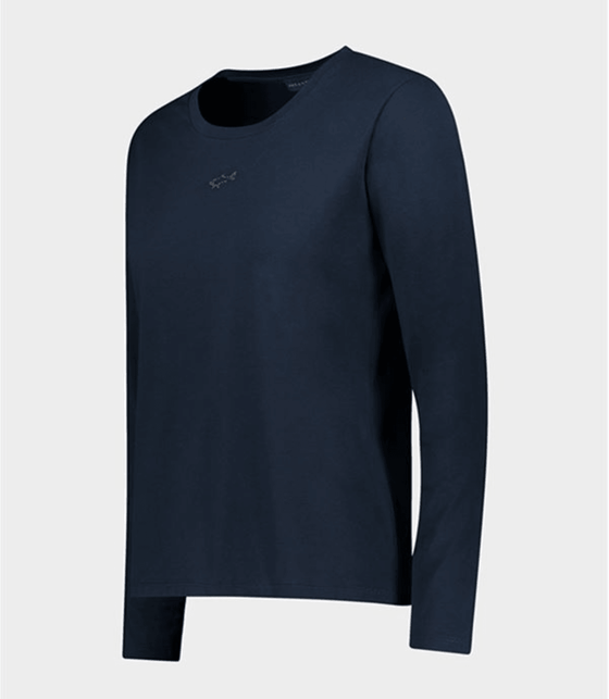 Paul & Shark Ladies - T-shirt manches longues de coton avec requin Swarovski pour femme - LE CAPITAINE D'A BORD