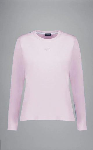 Paul & Shark Ladies - T-shirt manches longues de coton avec requin Swarovski pour femme - LE CAPITAINE D'A BORD