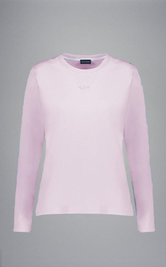 Paul & Shark Ladies - T-shirt manches longues de coton avec requin Swarovski pour femme - LE CAPITAINE D'A BORD