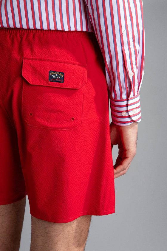 Paul & Shark - Maillot de bain seersucker avec badge - LE CAPITAINE D'A BORD