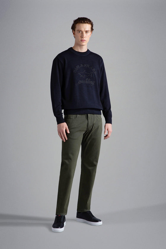 Paul & Shark - Pantalons 5 poches de coton Compact Satin - LE CAPITAINE D'A BORD
