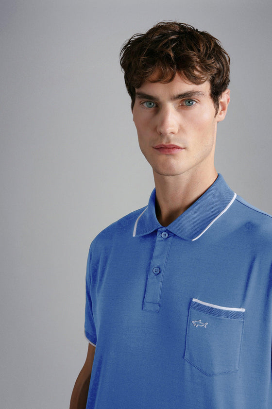 Paul & Shark - Polo uni manches courtes coton piqué avec bordures contrastées - LE CAPITAINE D'A BORD
