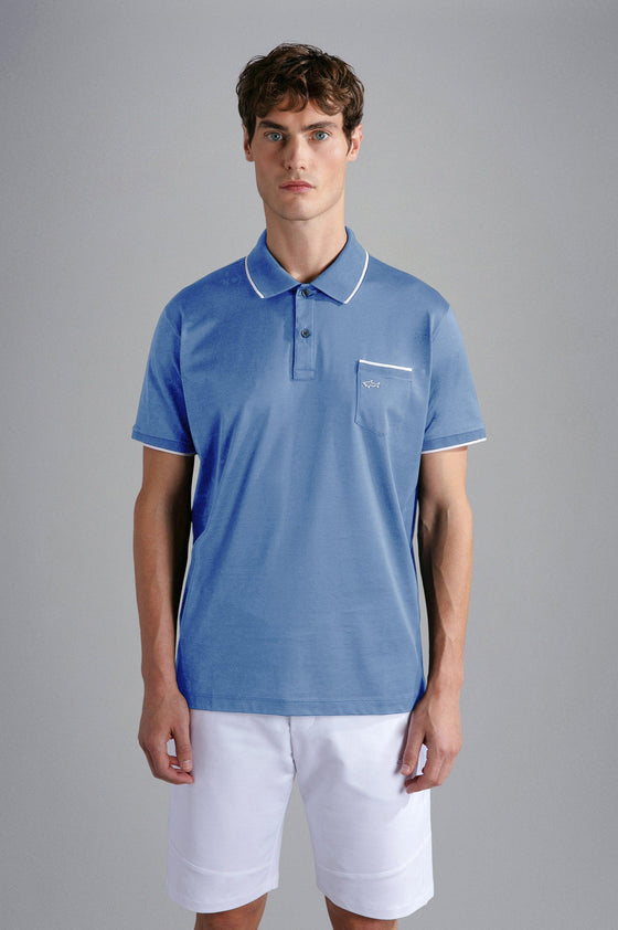 Paul & Shark - Polo uni manches courtes coton piqué avec bordures contrastées - LE CAPITAINE D'A BORD