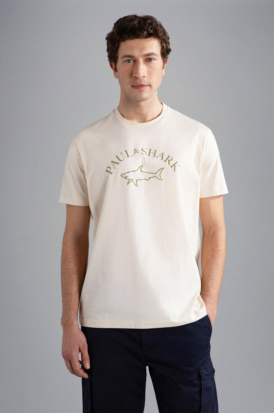 Paul & Shark - T-shirt manches courtes de coton logo doré - LE CAPITAINE D'A BORD