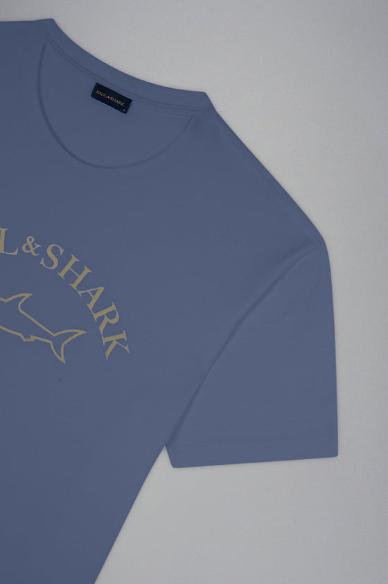 Paul & Shark - T-shirt manches courtes de coton logo doré - LE CAPITAINE D'A BORD