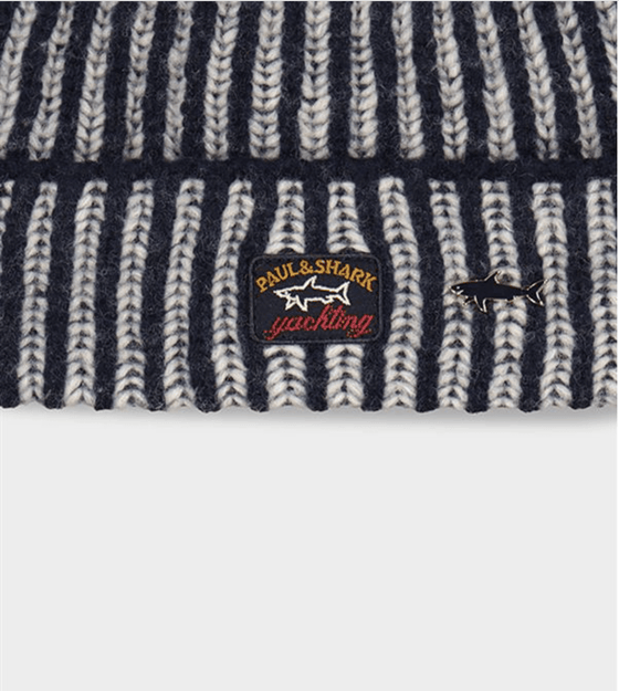 Paul & Shark - Tuque de laine 2 tons avec badge Fisherman - LE CAPITAINE D'A BORD