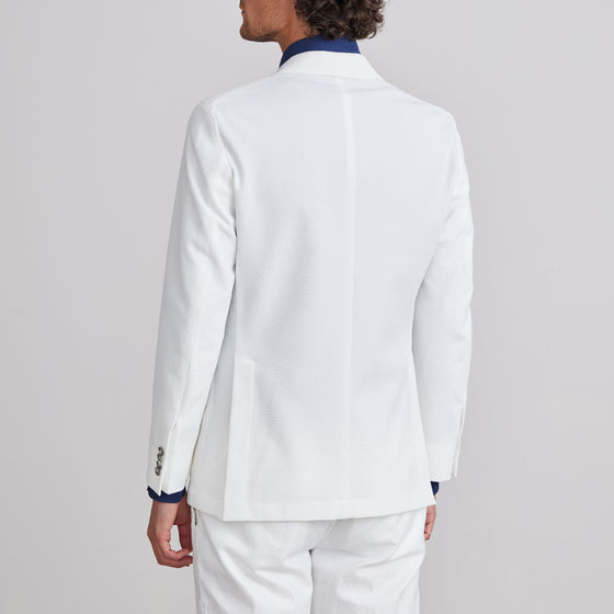 Emanuel Berg - Seersucker 2-Button D-Constructed Shirt Jacket - Blanc
