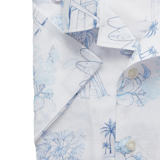 Emanuel Berg - Chemise manches courtes de coton et lin imprimée