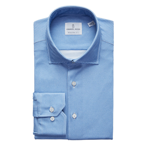 Emanuel Berg - Byron - Chemise manches longues à motifs Albini 4Flex - Modern Fit - Bleu