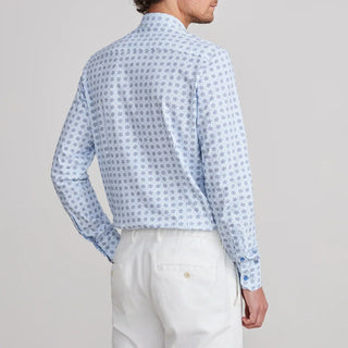 Emanuel Berg - Byron - Chemise manches longues florale Albini 4Flex - Modern Fit - Bleu