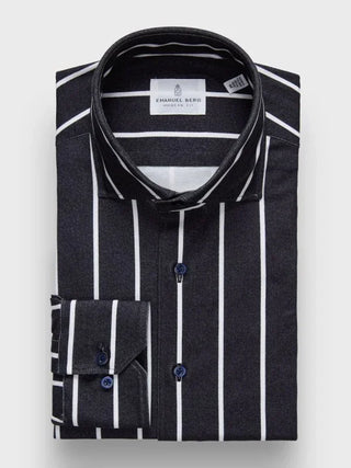 Emanuel Berg - Byron - Chemise manches longues à rayures Albini 4Flex - Modern Fit - Marine