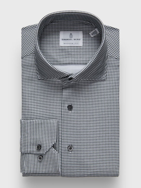 Emanuel Berg - Byron - Chemise manches longues vichy Albini 4Flex - Modern Fit - Gris