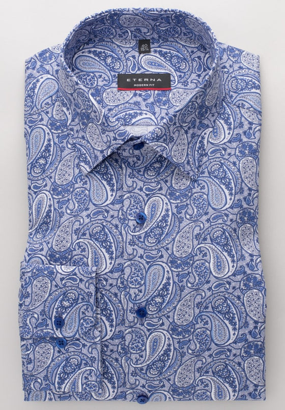 ETERNA - Chemise paisley manches longues Modern Fit - LE CAPITAINE D'A BORD