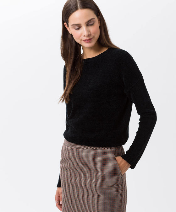 BRAX - Liz - Chandail chenille col rond - Noir - LE CAPITAINE D'A BORD