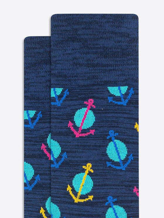 Bugatchi - Bas de coton mercerisé pois et ancres - LE CAPITAINE D'A BORD