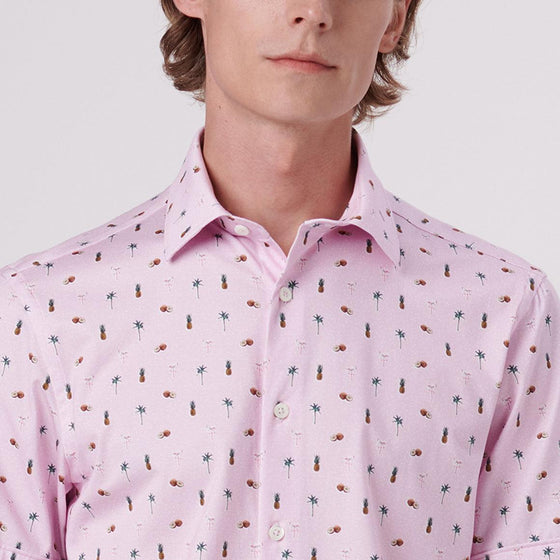 Bugatchi - Chemise manches courtes palmiers et ananas OOOHCOTTON© - LE CAPITAINE D'A BORD