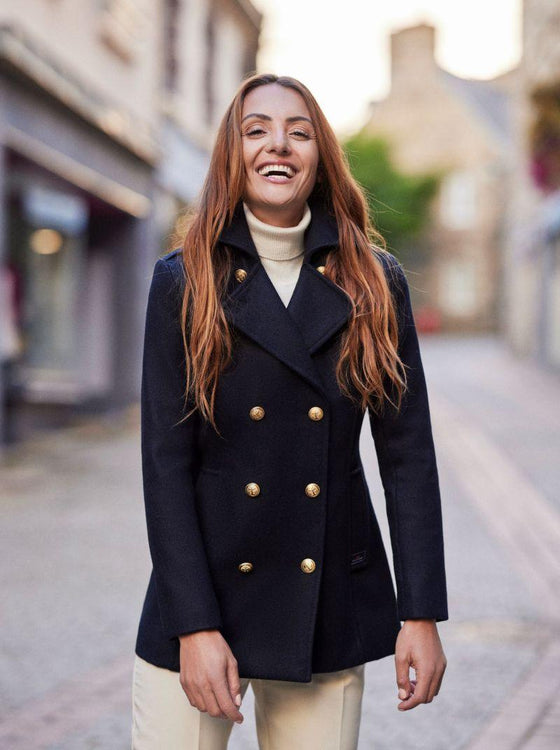 Dalmard Marine - Detroit - Caban pour femme à boutons dorés - Marine - LE CAPITAINE D'A BORD