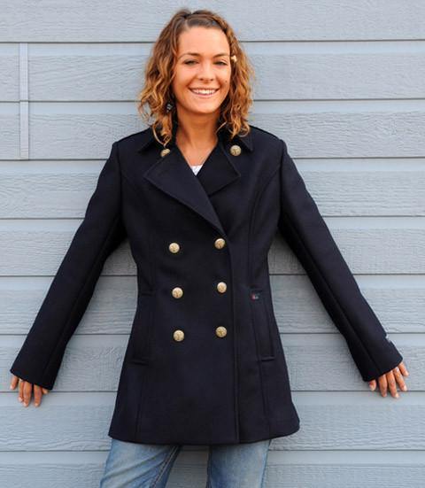 Detroit - Caban pour femme à boutons dorés - Marine - LE CAPITAINE D'A BORD - 1