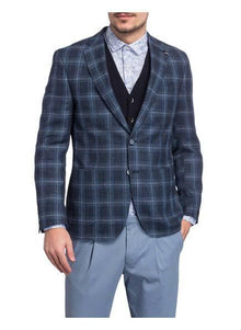  Digel - Edward - Veston à carreaux Soft Linen - Bleu - LE CAPITAINE D'A BORD