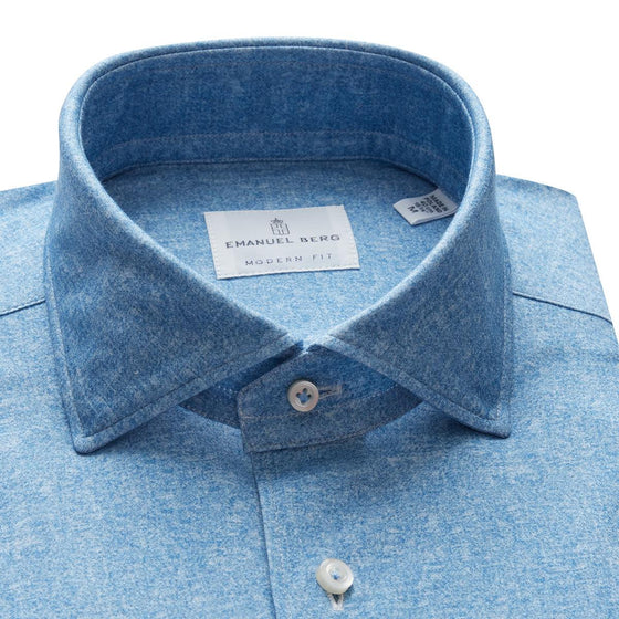 Emanuel Berg - Byron - Chemise manches longues Albini 4Flex - Modern Fit - Bleu azure - LE CAPITAINE D'A BORD