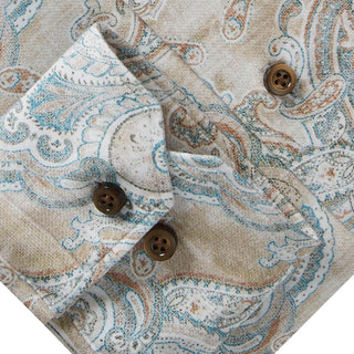 Emanuel Berg - Byron - Chemise manches longues paisley Albini 4Flex - Modern Fit - Beige - LE CAPITAINE D'A BORD