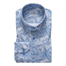  Emanuel Berg - Byron - Chemise manches longues paisley Albini 4Flex - Modern Fit - Bleu - LE CAPITAINE D'A BORD