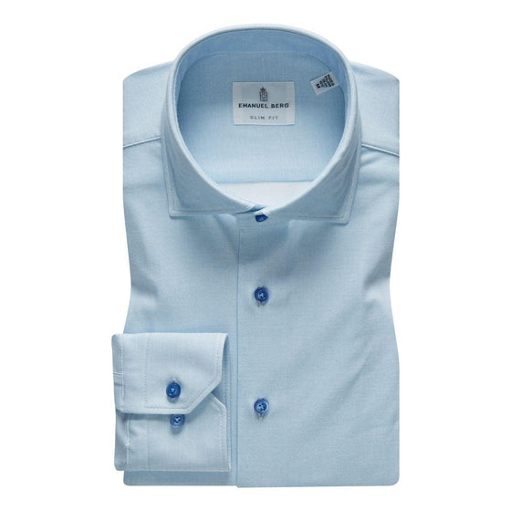 Emanuel Berg - Byron - Chemise manches longues unie Albini 4Flex - Modern Fit - Bleu pâle - LE CAPITAINE D'A BORD