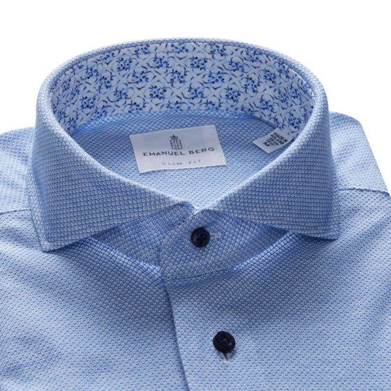 Emanuel Berg - Marseille - Chemise manches longues Premium Jersey Knit - Modern Fit - Bleu - LE CAPITAINE D'A BORD