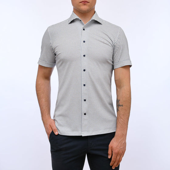 Emanuel Berg - Pablo - Chemise manches courtes Premium Jersey Knit - Modern Fit - Off White - LE CAPITAINE D'A BORD