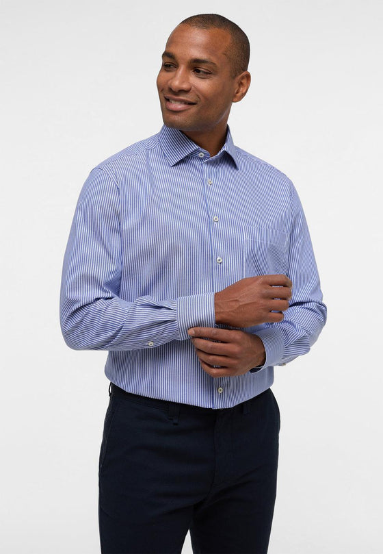 ETERNA - Chemise manches longues rayé Modern Fit - Bleu/Blanc - LE CAPITAINE D'A BORD