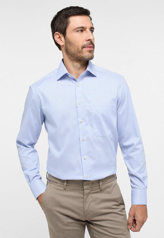 ETERNA - Chemise manches longues rayé Modern Fit - Poudre/Blanc - LE CAPITAINE D'A BORD